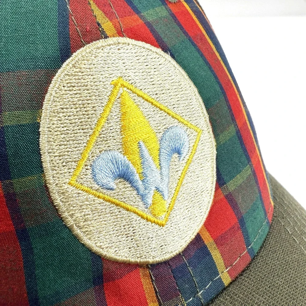 Boy Scouts Of America Webelo Fitted Hat Green S/M Embroidered Plaid 6 Panel‎